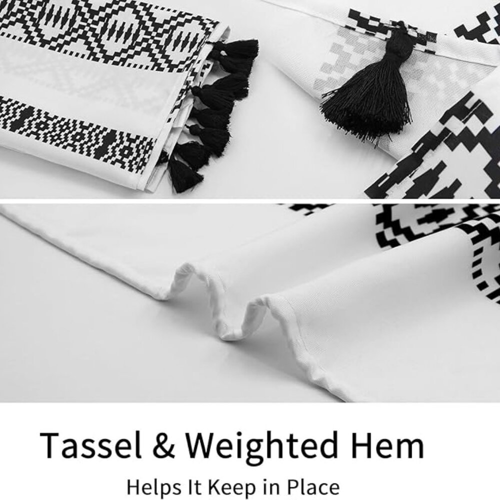 MitoVilla Boho Shower Curtain Set | 72"x72" | NWT | Black & White | Waterproof - Picture 3 of 4